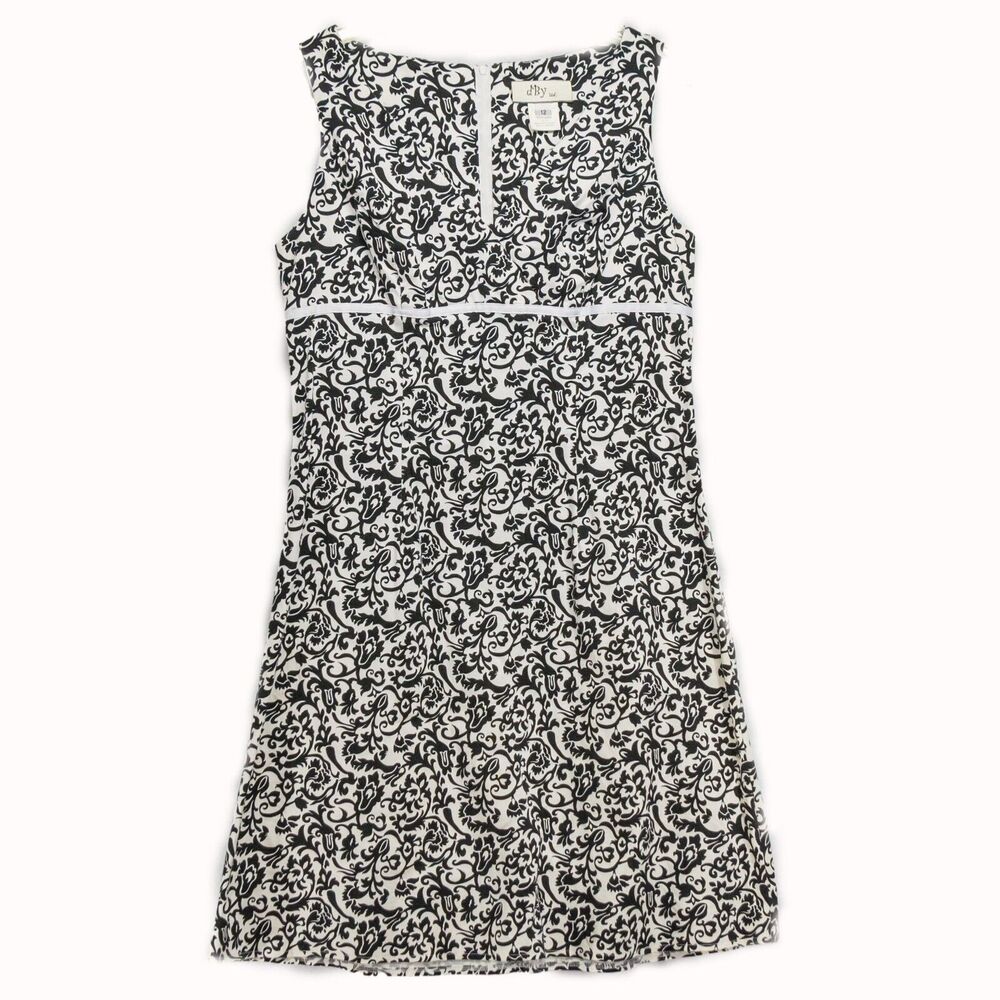 Women's Size 12 Large Sleeveless Dress dBy Ltd. Black White Floral Knee Length